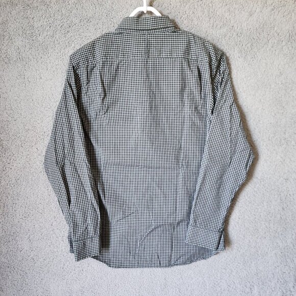 Banana Republic Green Mini Check Gingham Long Sleeve Button Down Shirt Size L - Picture 13 of 15